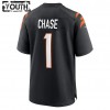 Camiseta Niño Cincinnati Bengals Ja Marr Chase 1 Nike Negro 2021 NFL Draft